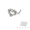 12PCS OF MULTI CZ BIG AND SMALL HEART 316L SURGICAL STEEL L-SHAPE NOSE BOX